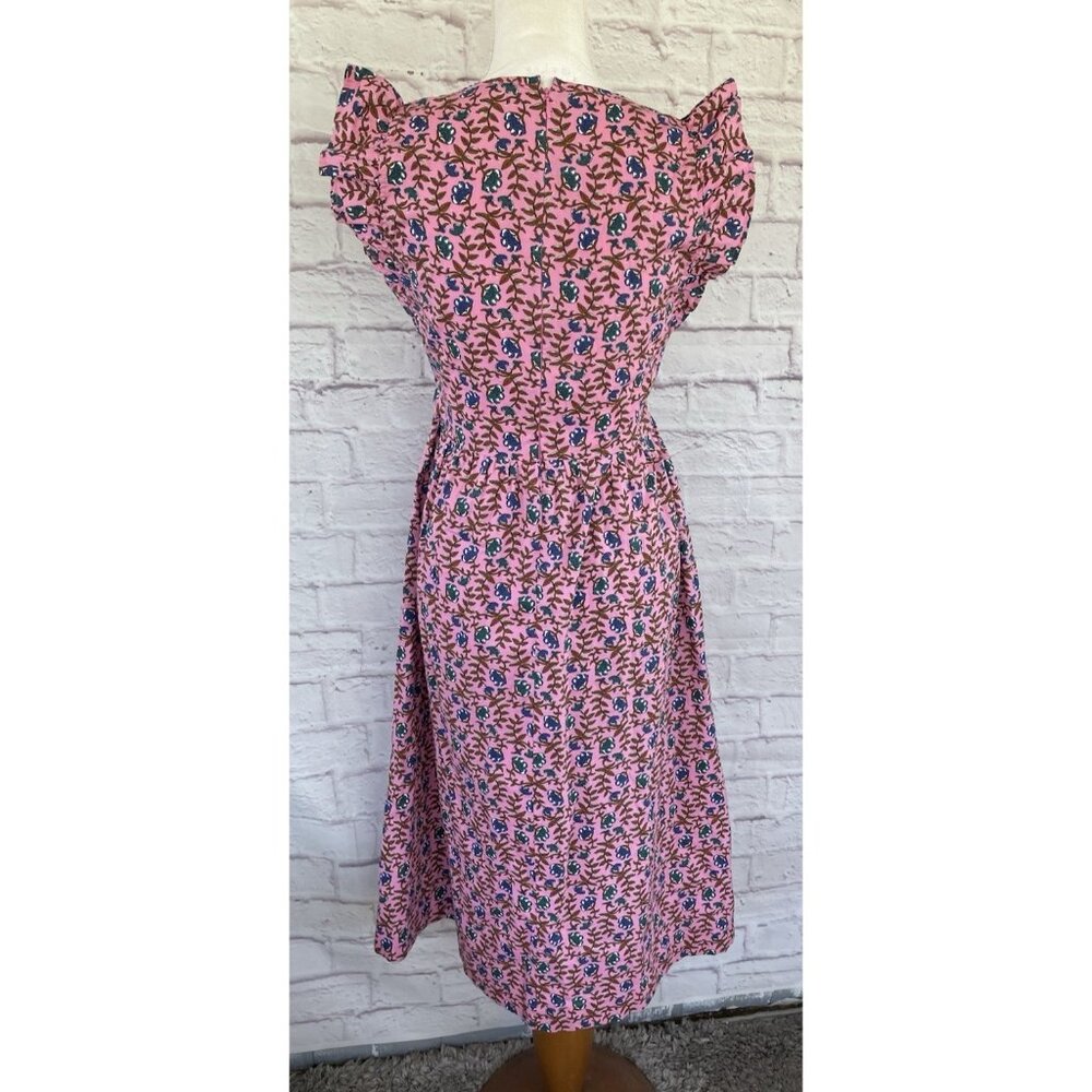 J.Crew  Flutter Sleeve Floral Smoked Midi Sun Dress Size Small - Picture 7 of 13